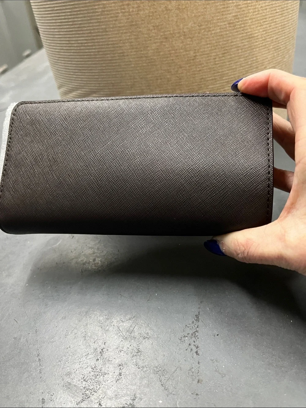 NWT Michael Kors Brown Saffiano Leather Zip-Wallet with Gold Logo